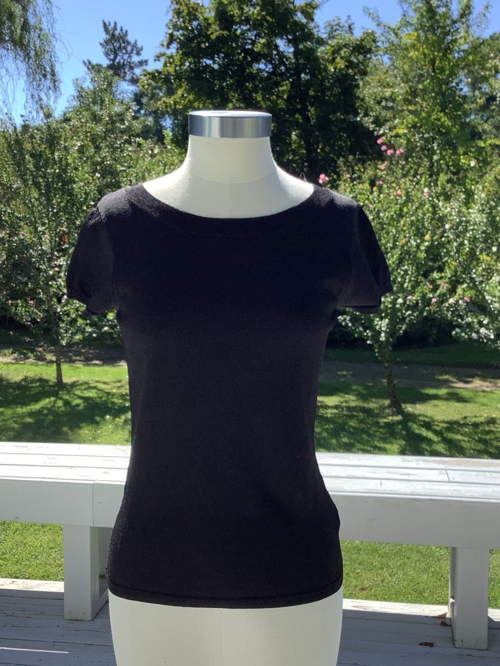 Ballet Neck Black Knit Top